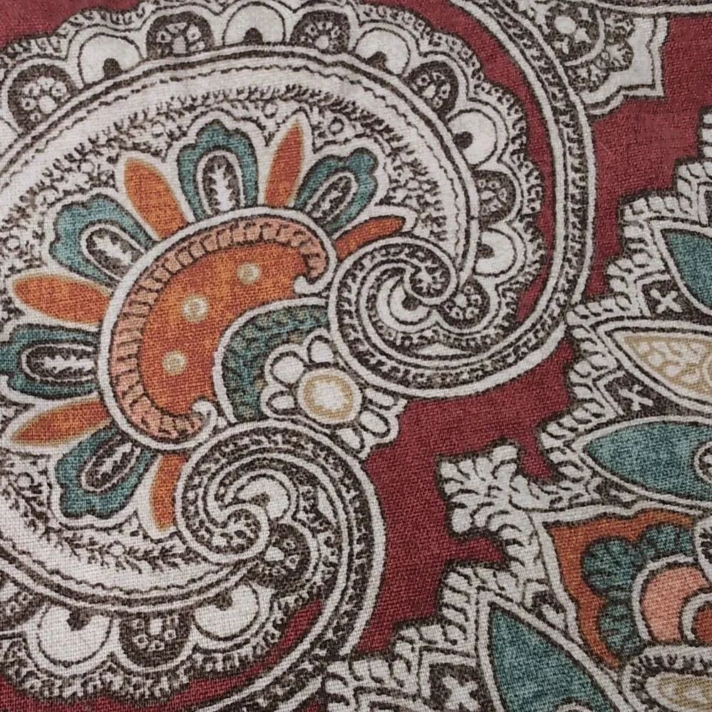Pottery Barn Valencia Red Paisley Ikat Print Cotton Linen Pillow Cover 18